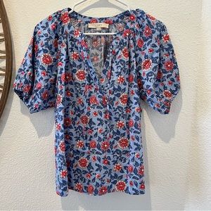 LOFT Floral Puff Sleeve Blouse